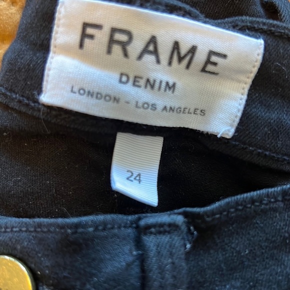 Frame Demin Mid Rise Le Skinny de Jeanne Distressed Black Denim Jean Size 24 - Picture 4 of 15